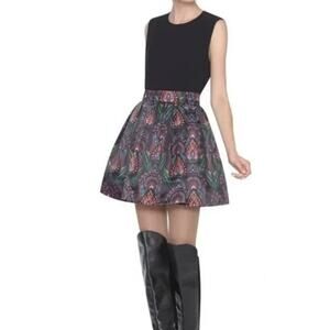 Alice + Olivia Black and Multicolor Mini Skirt